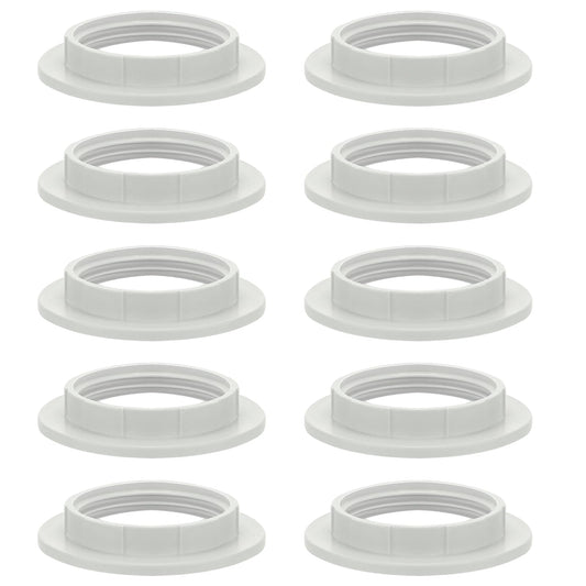 simarro 10Pcs E27 Lampshade Reducer Ring, 40mm White Plastic Lampshade Accessories Ring Adapter Converter Plate E27 light bulb outer ring for Desk Lamp Ceiling Lights