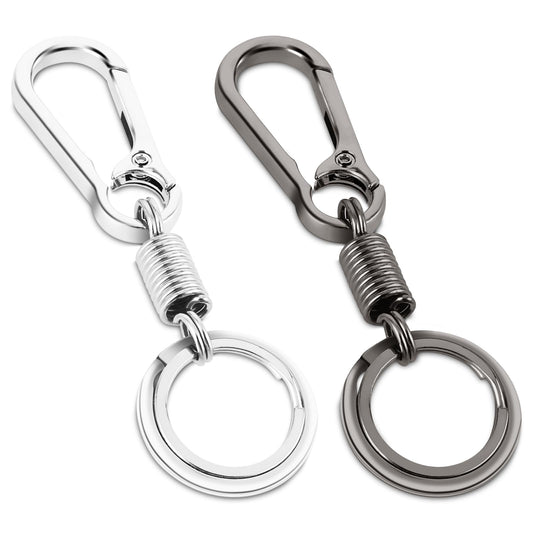 Amaxiu Spring Keychain Clip Key Ring, 2PCS Metal Keychain Carabiner Clip Keyring Keychain with 2 Key Rings Retractable Key Ring Chain Holder Keychain Hook Organizer for Backpack Luggage Men Women