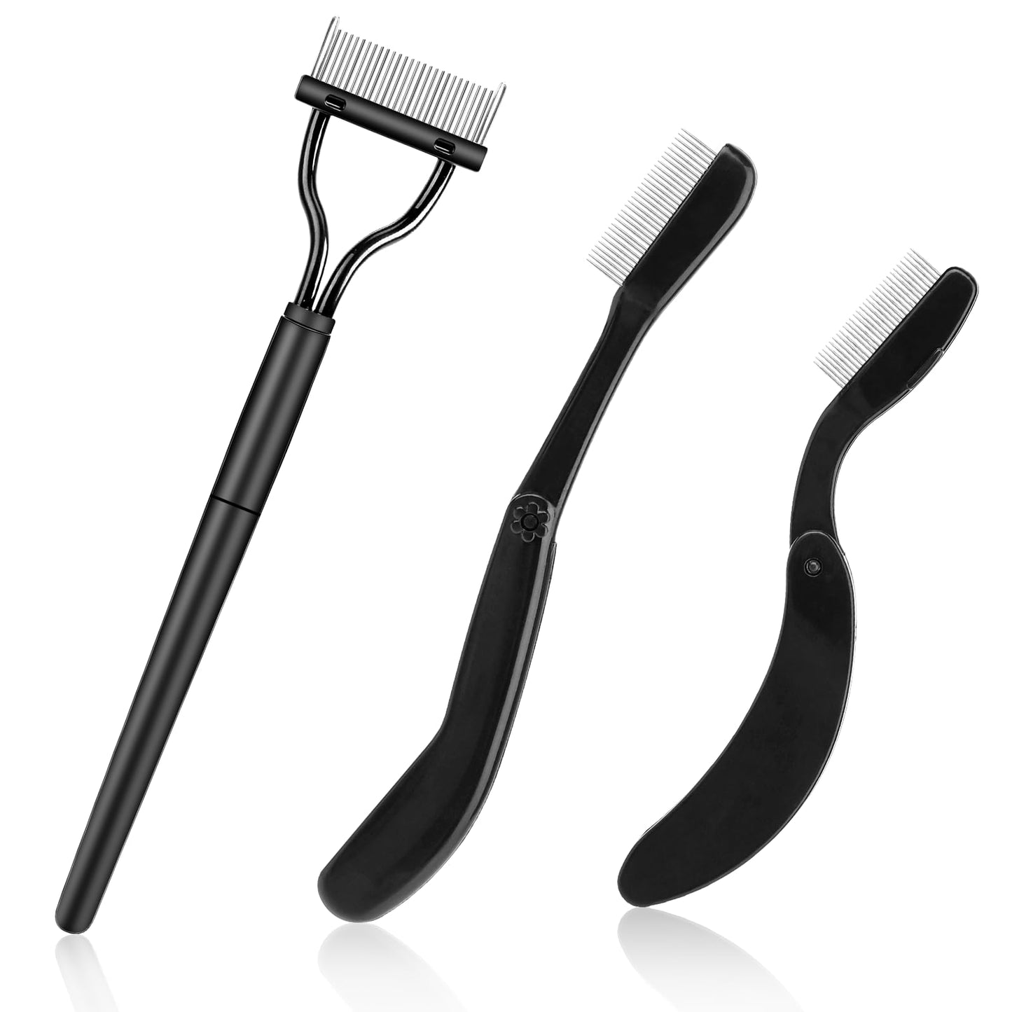 Molain 3Pcs Eyelash Comb, Foldable Eyelash Separator Portable Eyebrow Brush Beauty Tool for Girls Women Eye Makeup Brushes Mascara Applicator