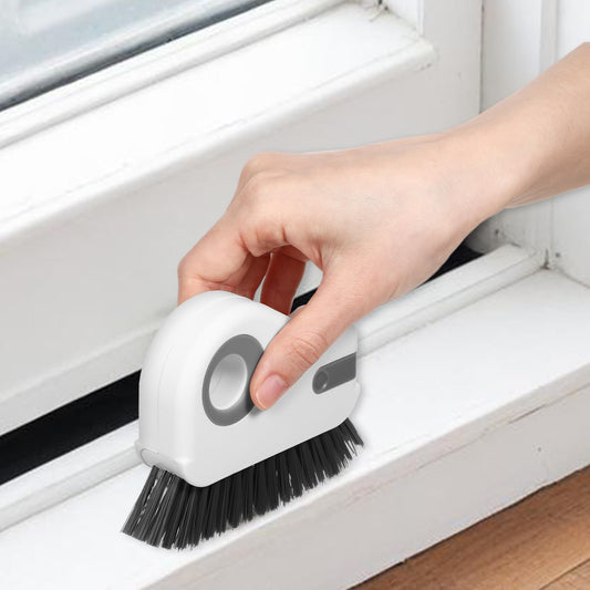AOZUO Groove Gap Cleaning Brush, Hand-held Window Track Cleaning Tool with Hidden Scraper Dustpan Hard Bristle Crevice Cleaning Brush for Sliding Door Track Window Seal Shutter