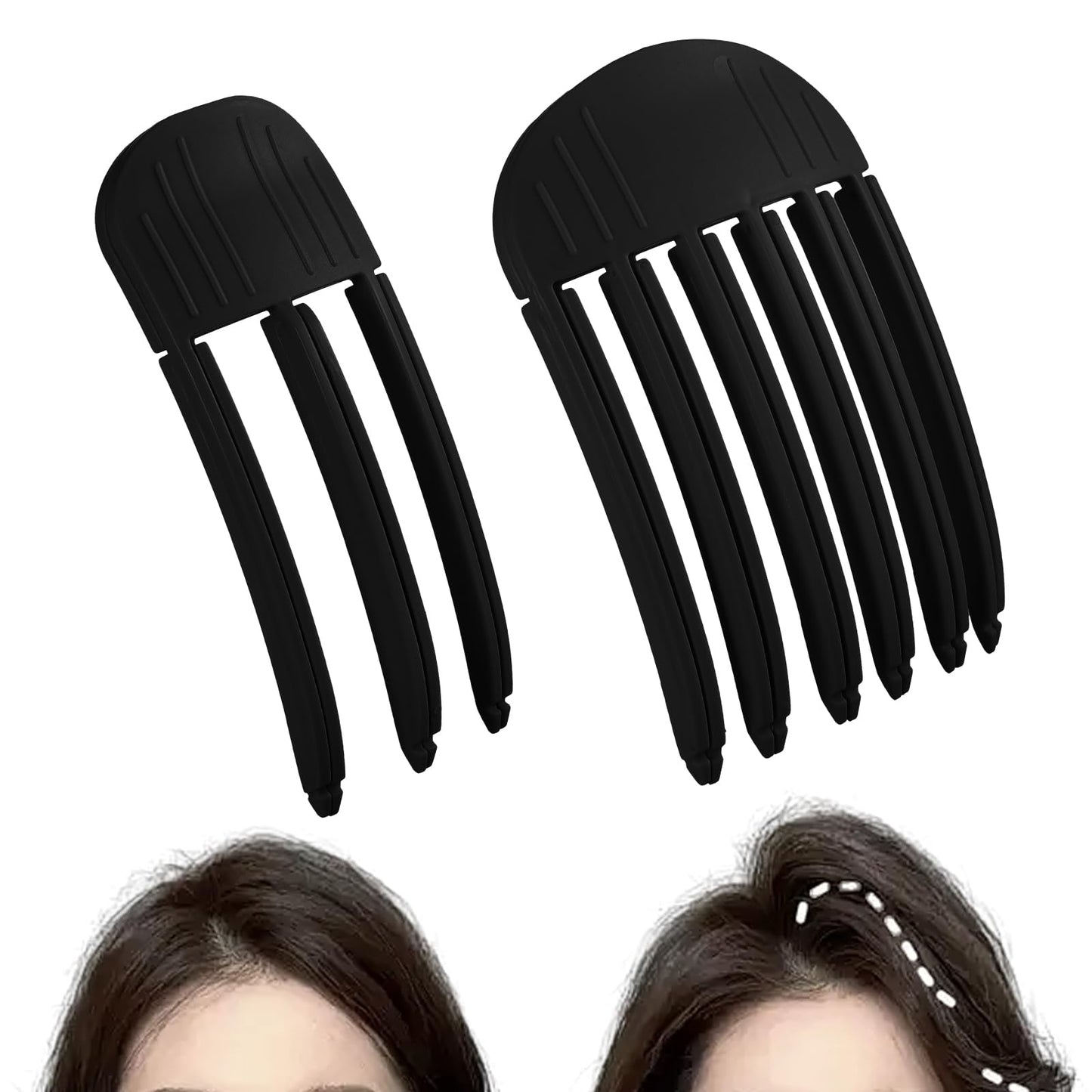 Yuanchu 2Pcs Wind Shaping Styling Combs for Fluffy Bangs, 3/6 Teeth Puffy Lazy Hair Clip High Crown Volume Tools Set No-Trace Hair Root Curlers for Women Natural Voluminous