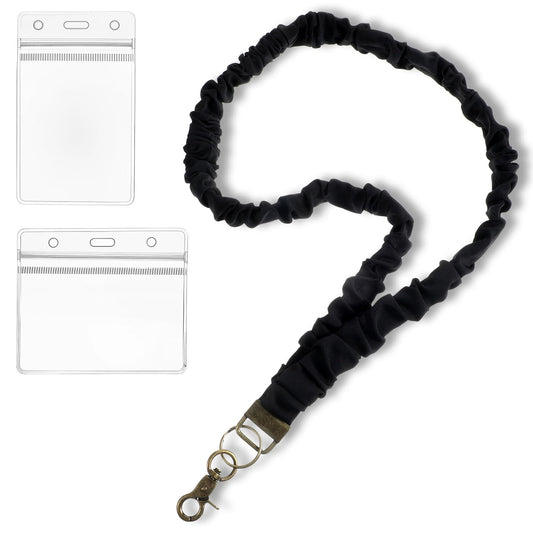 LXUEJIE Stretchy Scrunchie Lanyard for ID Badges, Teacher Neck Lanyards with Secure Clip, Teacher Lanyard with ID Holder for Badge, Key, Suitable for Ladies, Teachers, Employee