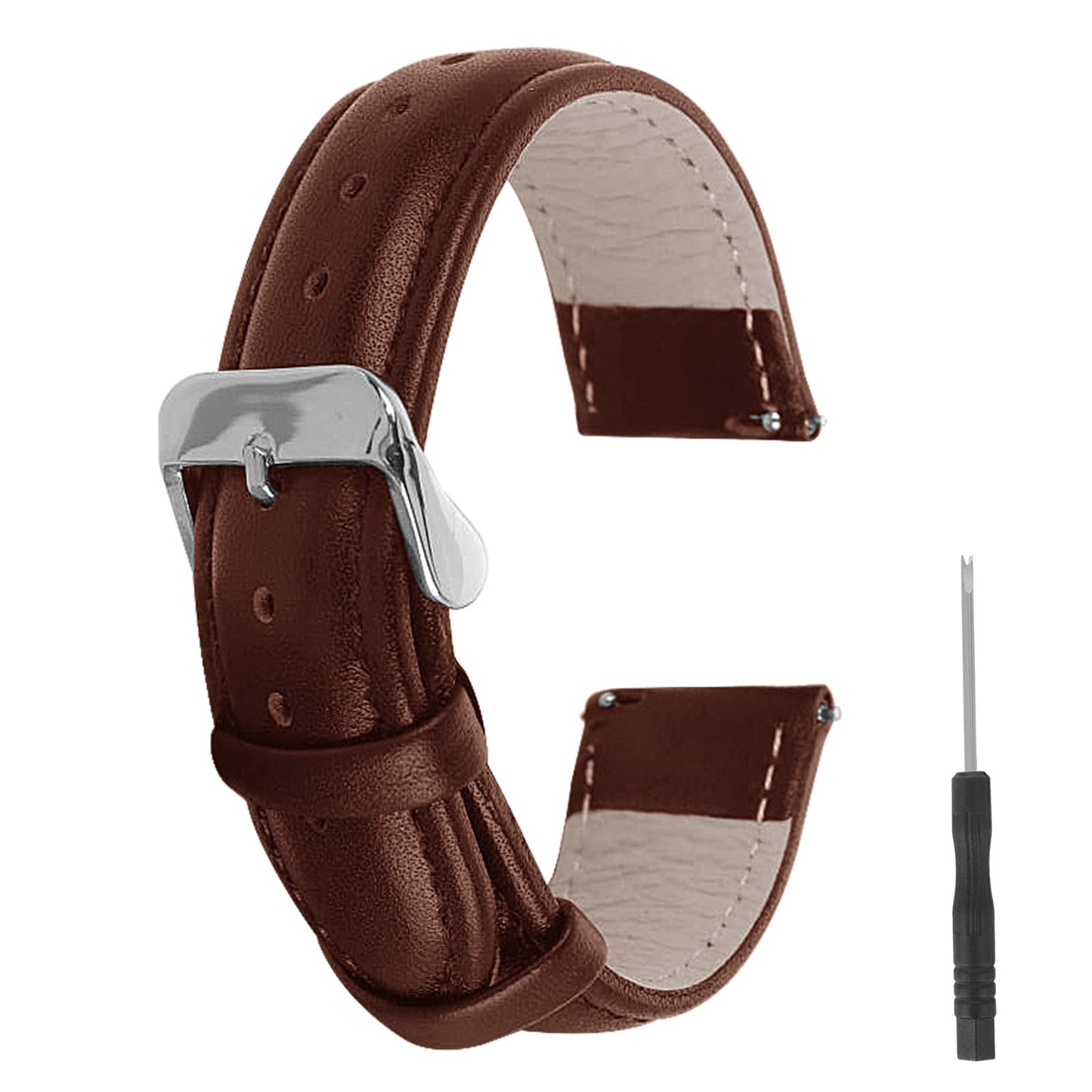 cobee Leather Watch Straps, Vintage Quick Release Watch Bands for Men/Women Universal Replacement Soft Cowhide Watchbands with Stainless Steel Buckle 18/20/22mm Lug Width with Spring Tool(Brown, 20mm)