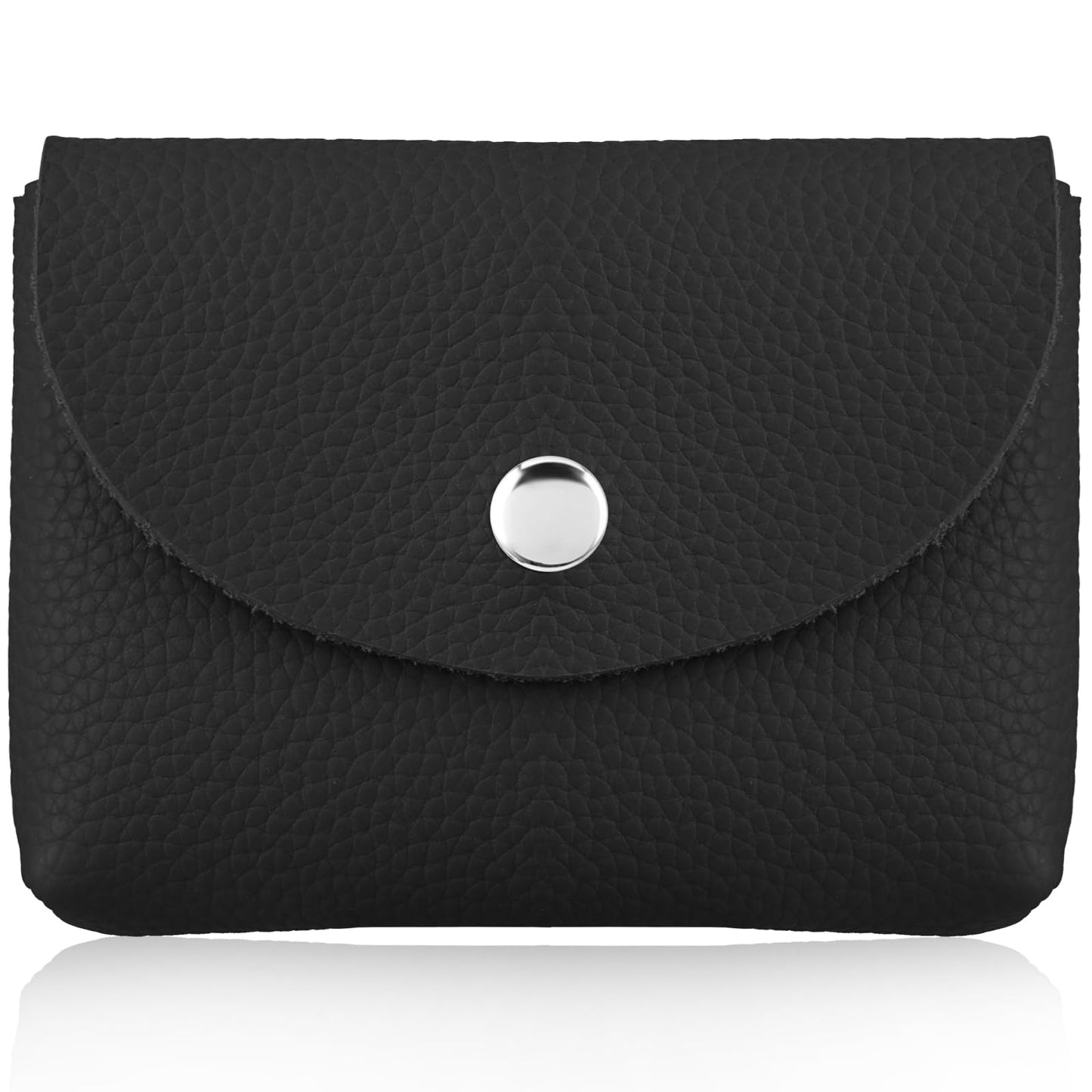 simarro Women Coin Purse, Imitation PU Leather Snap Buckle Coin Purse Portable Change Purse Coin Wallet Change Holder for ID Key Headset Lipstick Women Men (Black)