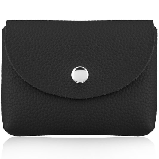 simarro Women Coin Purse, Imitation PU Leather Snap Buckle Coin Purse Portable Change Purse Coin Wallet Change Holder for ID Key Headset Lipstick Women Men (Black)