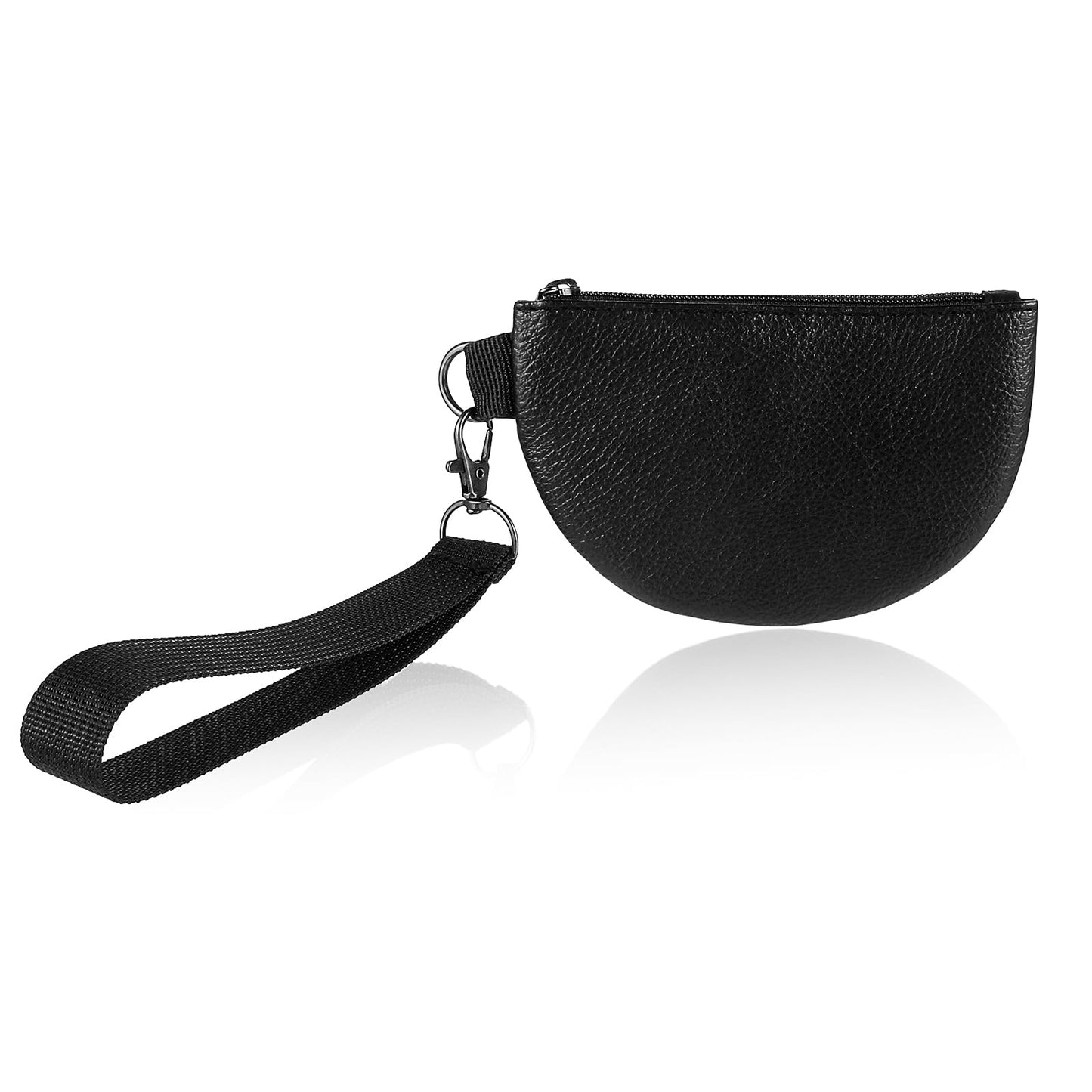 Amabro Pouch Change Purse with Zipper Pouch Change Purse Lychee Pattern Coin Wallet Change Holder PU Coin Purse for Men and Women