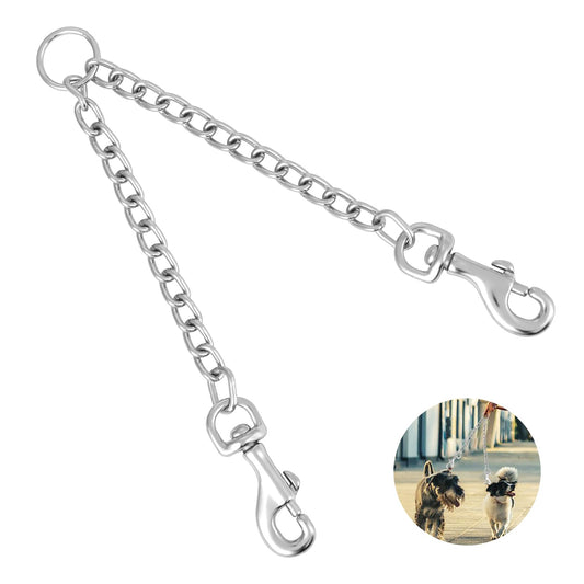 Giantree Metal Double Dog Lead Coupler, Tangle Free Chew Proof Durable Dog Chain Dog Leash Extension Splitter Lead for 2 Dogs