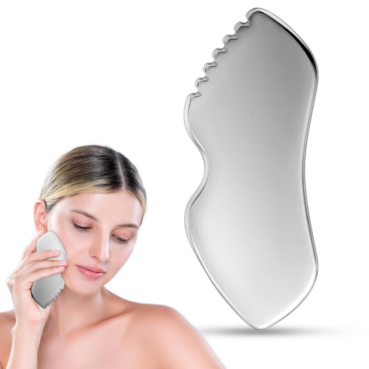 Andibro Stainless Steel Gua Sha Facial Tools, Guasha Massage Tool for Face, Skin Care Scraping Tool Metal Face Sculpting Tool Tighten Skin Beauty Tool for Skin Care Massager, Puffiness Reducing