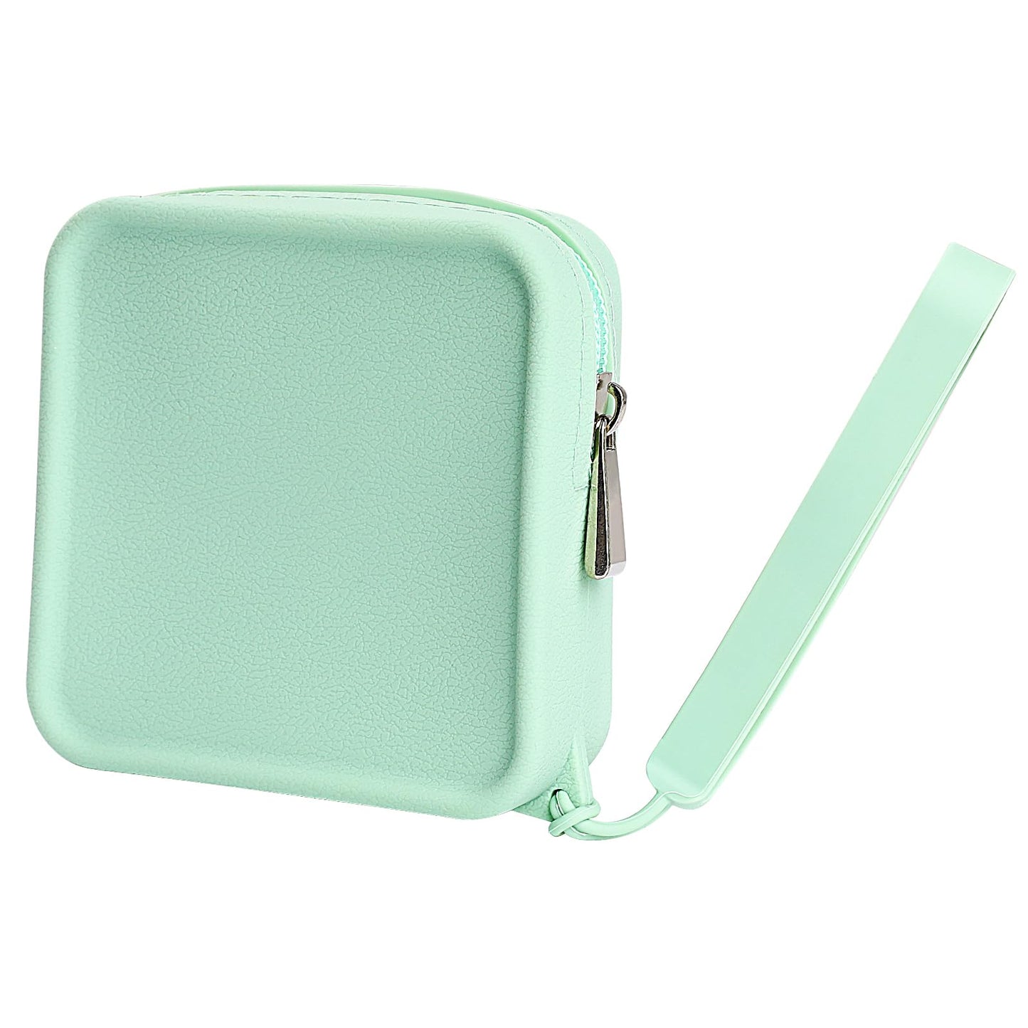 simarro Silicone Period Bag with Wrist Strap, Sanitary Napkin Storage Bag Menstrual Cup Pouch Portable Waterproof Tampon Bag with Zipper First Period Bag for Teen Girls Women Ladies(Green)