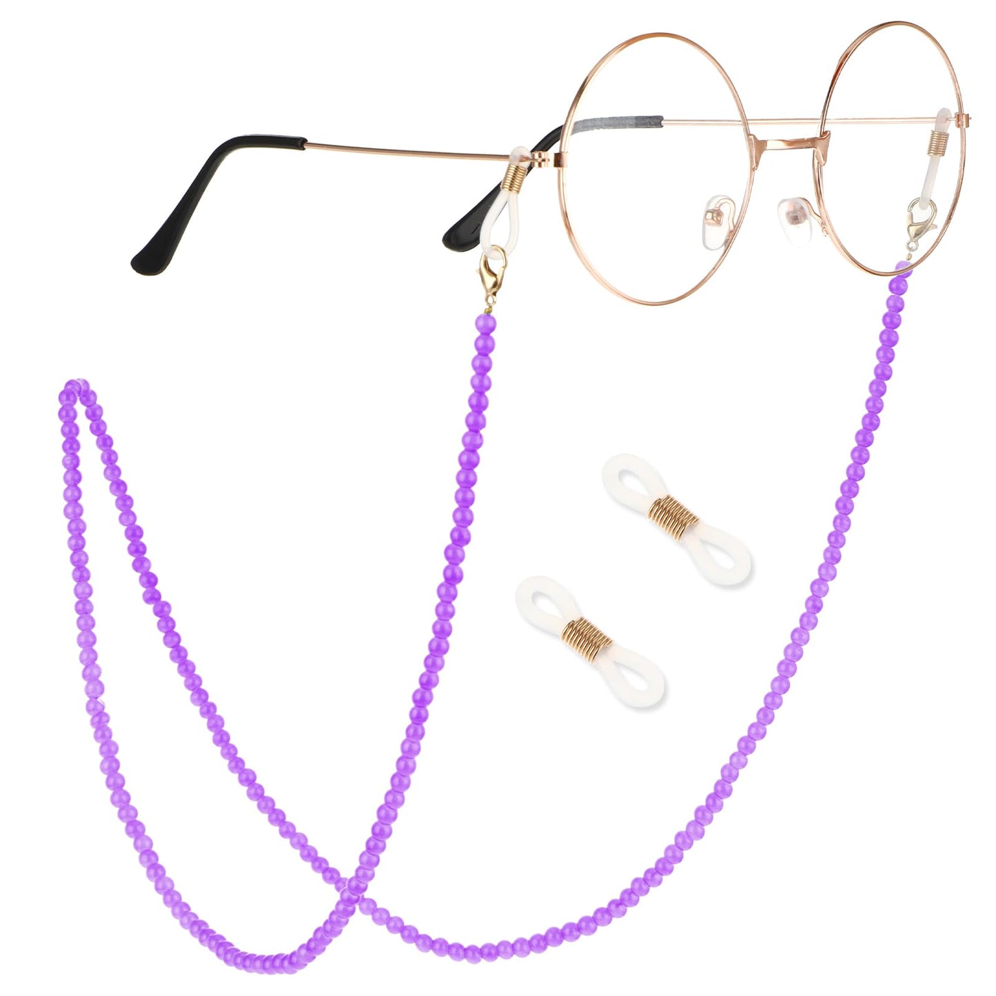 Molain Women's Eyeglass Chain, Bead Eyewear Retainer Sunglasses Chain Reading Glass Necklace Lanyard Mask Chain for Women Anti-slip for Glasses Accessories(Purple)