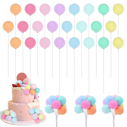 HJZHII Pack of 24 Mini Balloons, Cake Decoration Balls, Cake Decoration, Cake Balloon, Cupcake Ball Insert, Cake Topper, Colourful Birthday for Birthday Party, Wedding, Anniversary, Baby Shower, DIY