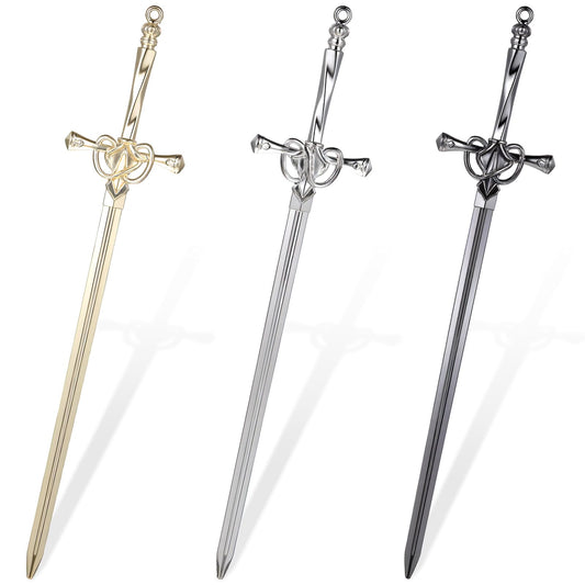 MBAIYO 3 Pack Letter Openers, Sword Letter Opener with Ergonomic Handle Fancy Decorative Envelope Slitter Mail Opener Tool for Home Office Desk Black Silver Gold