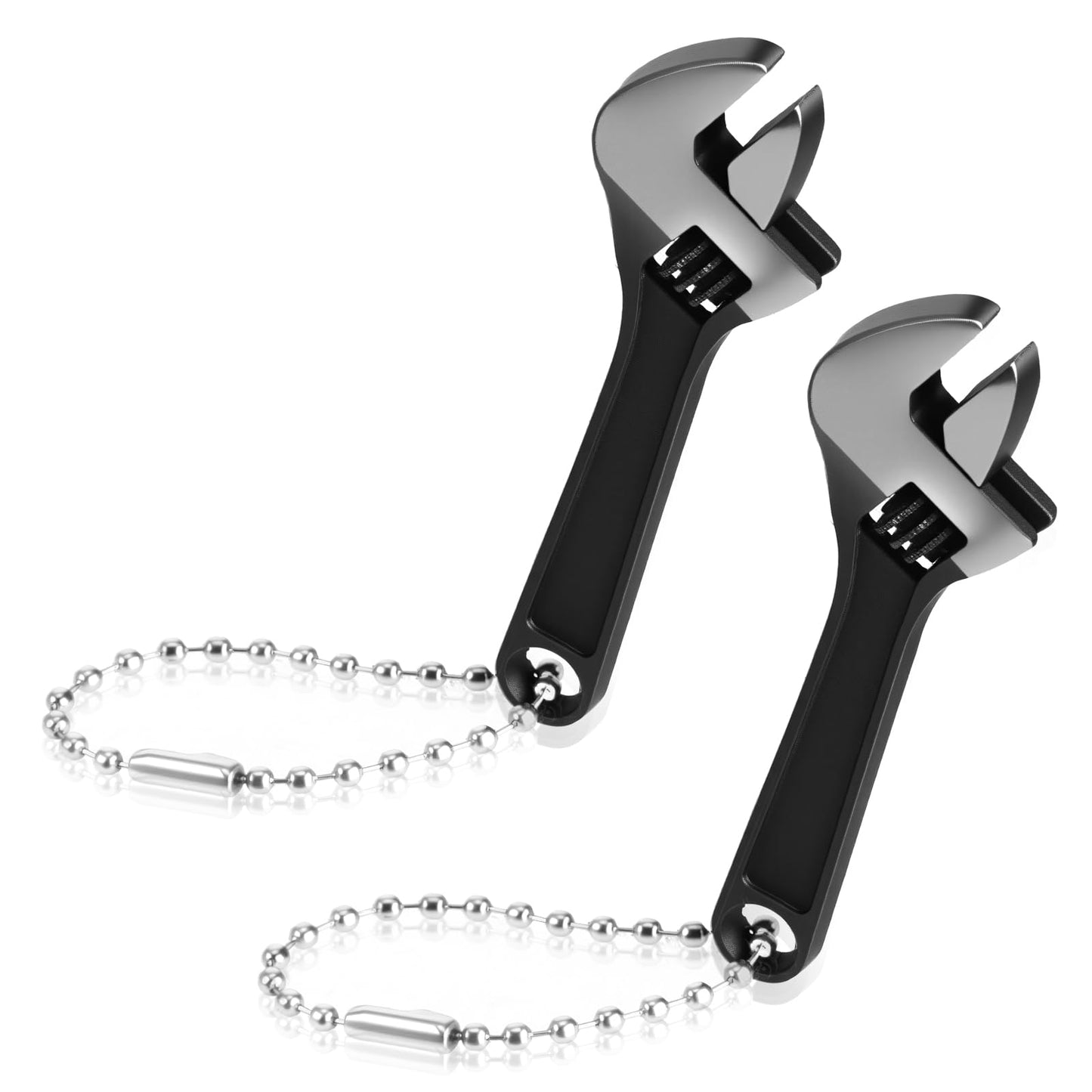 Yuanchu 2 Pcs, 2.5'' Mini Adjustable Wrench, Tiny Wrench Keychain Tool Locking Stainless Steel Hand Knurl Tool with Chain for Micro Repair