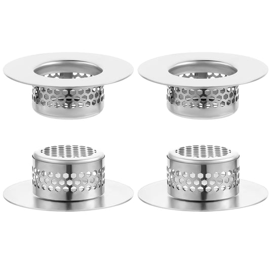 AOZUO 4PCS Bathroom Sink Drain Strainer, Stainless Steel Hair Drain Stopper Drain Cover Mesh Sink Strainer Drain Filter Strainer for Kitchen Shower Drain Strainer Fit Hole Size from 1.22" to 1.57"