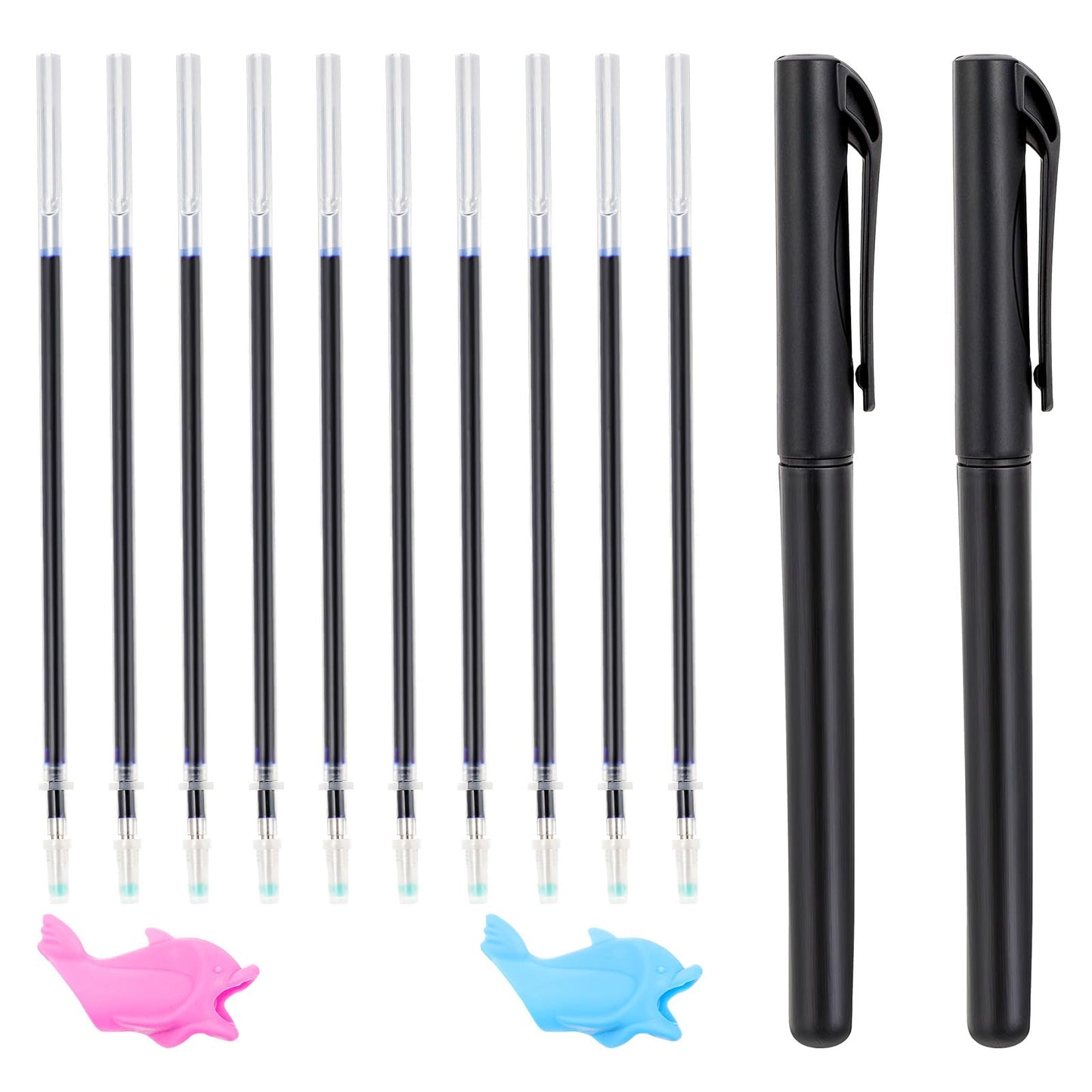 XLIUAX Pack of 2 Magic Pens Socket Correction with 10 Refills, Reusable Magic Pen, Children's Ink Pen with Disappearing Ink for Magic Exercise Books Writing Training