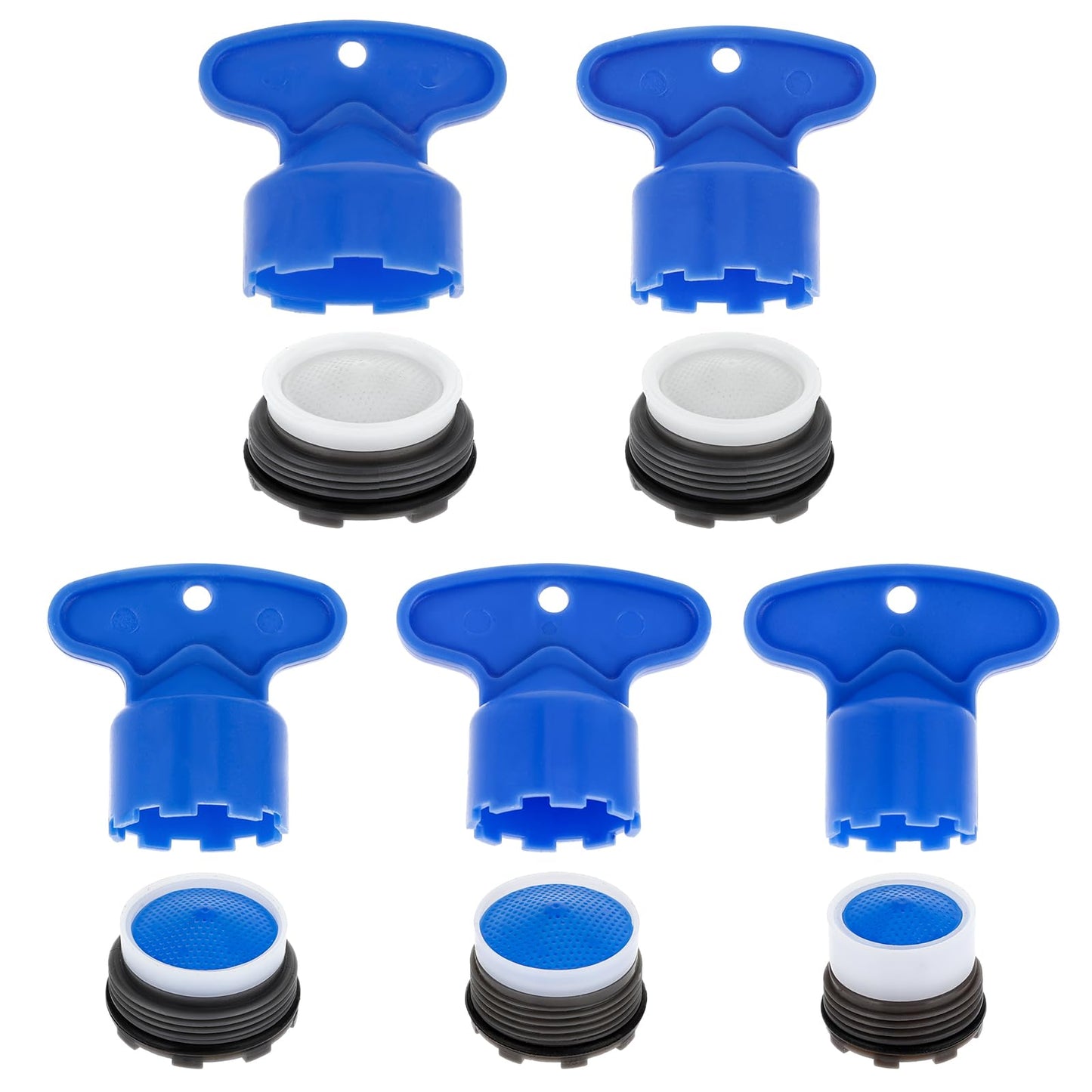 Amabro 5Pcs Faucet Aerator with 5Pcs Removal Tool, M16.5, M18.5, M21.5, M22, M24 Recessed Aerator Key Sink Aerator Wrenches Cache Faucet Aerator Key for Kitchen Sink Bathroom