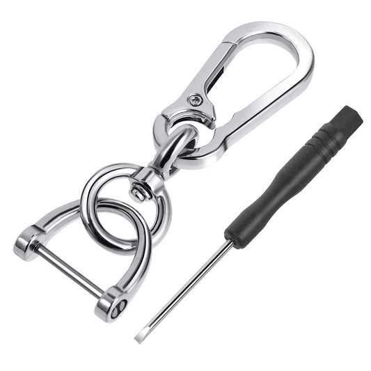 Giantree Horseshoe Buckle Car Keychain, Universal Keychain Zinc Alloy Key Chain 360 Degree Rotatable with Anti-lost D-ring Fit for Men and Women