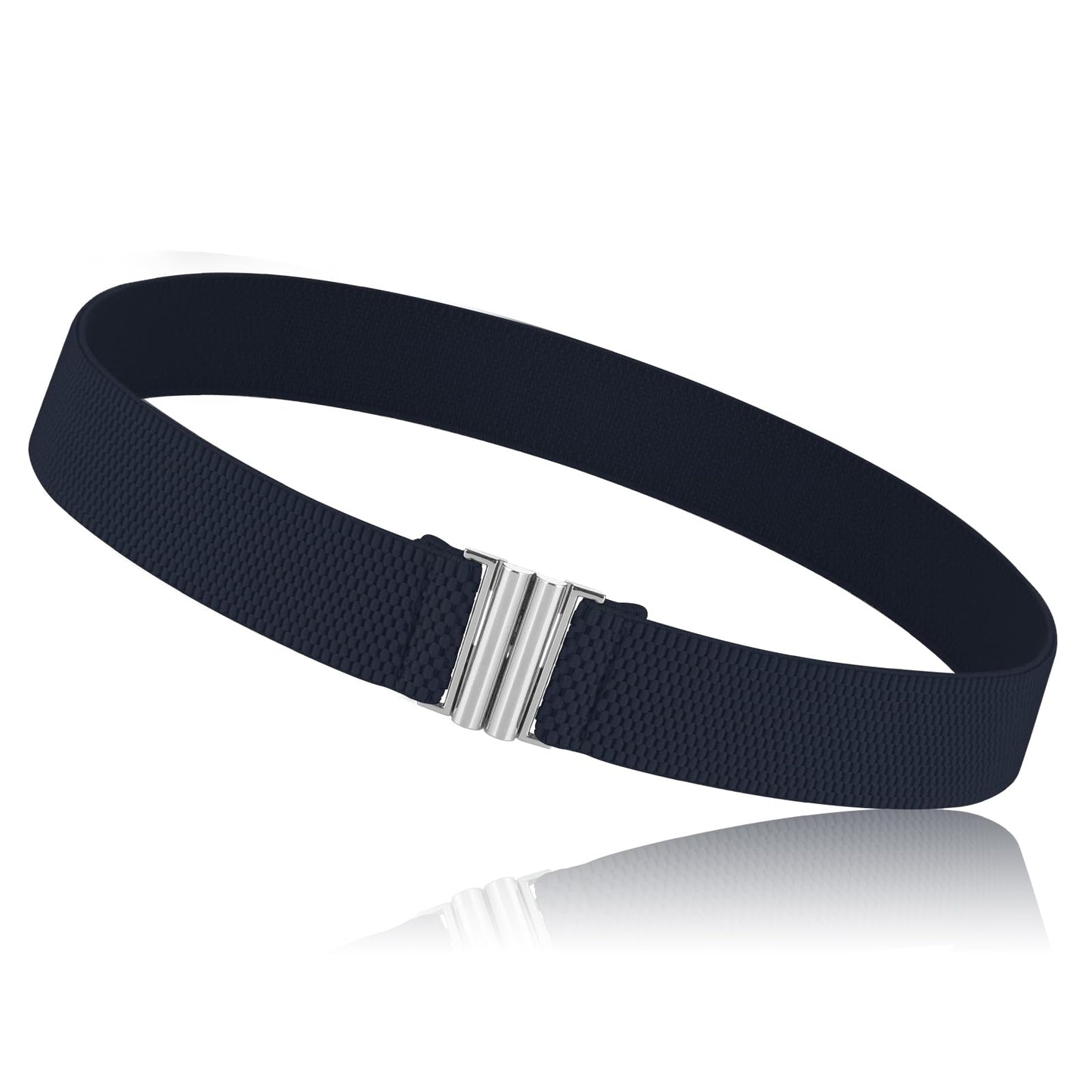 Giantree Invisible Women Adjustable Elastic Belt, Stretch Belt with Metal Flat Buckle Comfortable No Show Belt for Pants Jeans Dresses (Navy Blue)