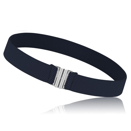 Giantree Invisible Women Adjustable Elastic Belt, Stretch Belt with Metal Flat Buckle Comfortable No Show Belt for Pants Jeans Dresses (Navy Blue)