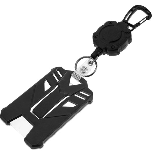 Amaxiu Heavy Duty Badge Holder with Retractable Keychain, 80cm/31.5” Retractable Badge Reel Accessories with Belt Clip Tactical ID Card Holder Self Retractable Carabiner Badge Reel Key Ring(B)