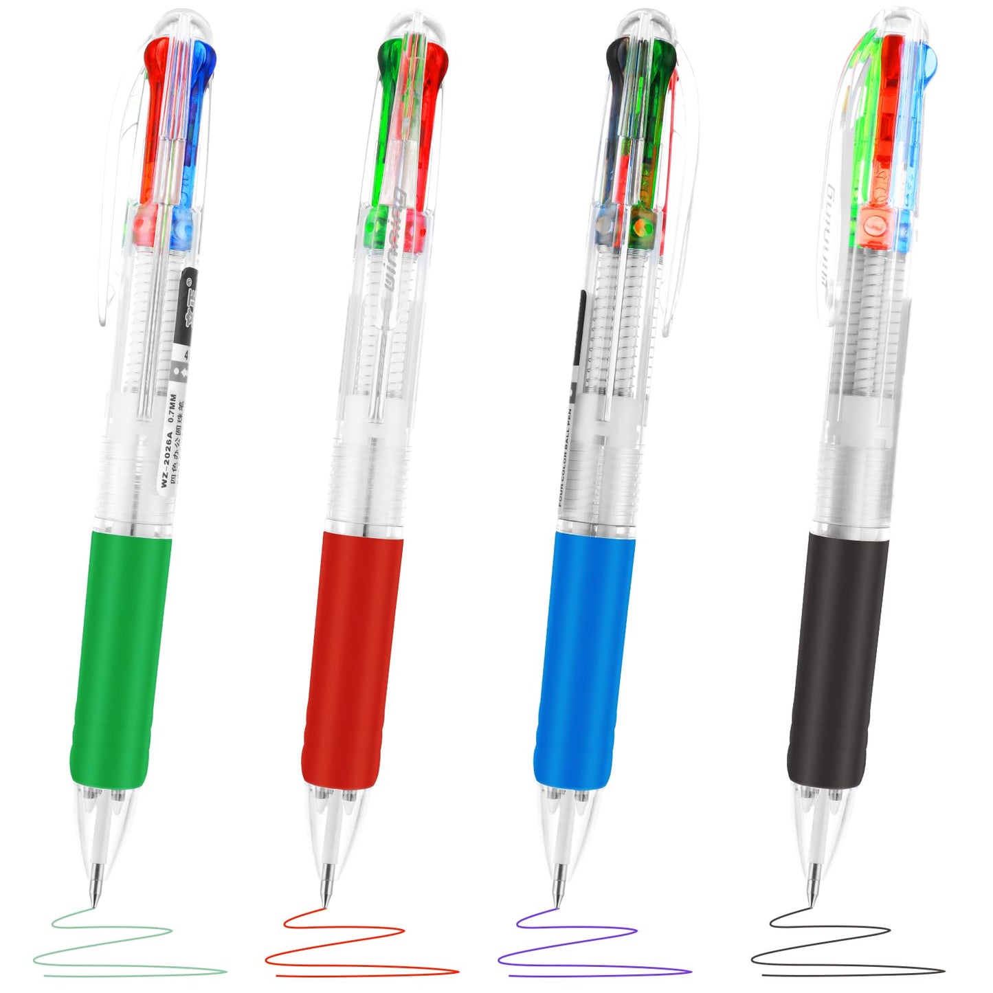 TIESOME Retractable 4-in-1 Multicolor Ballpoint Pen, Ballpoint Pens Retractable Ball Point Pen 0.7mm Multicolor Ink Pens for Office School Supplies Students Gifts Party Favors (4 pcs)
