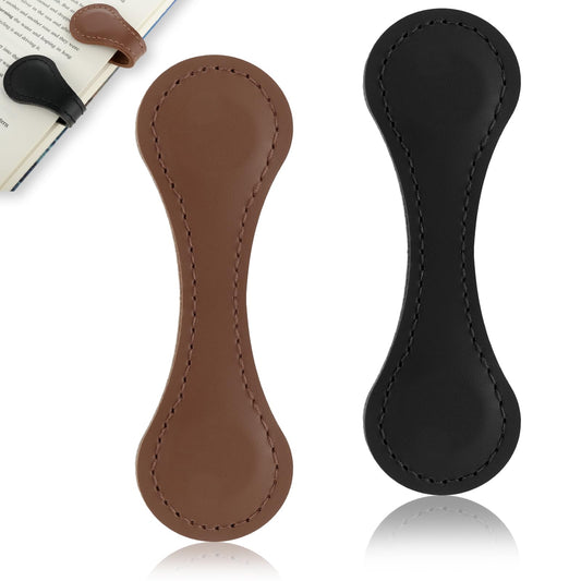 Amaxiu 2pcs Magnetic Leather Bookmarks, Vintage Personalized Bookmark Aesthetic Bookmarks Text Book Mark Ideal Book Marker Clips Gifts for Book Lover Readers Teacher Students Women Men(Brown+Black)