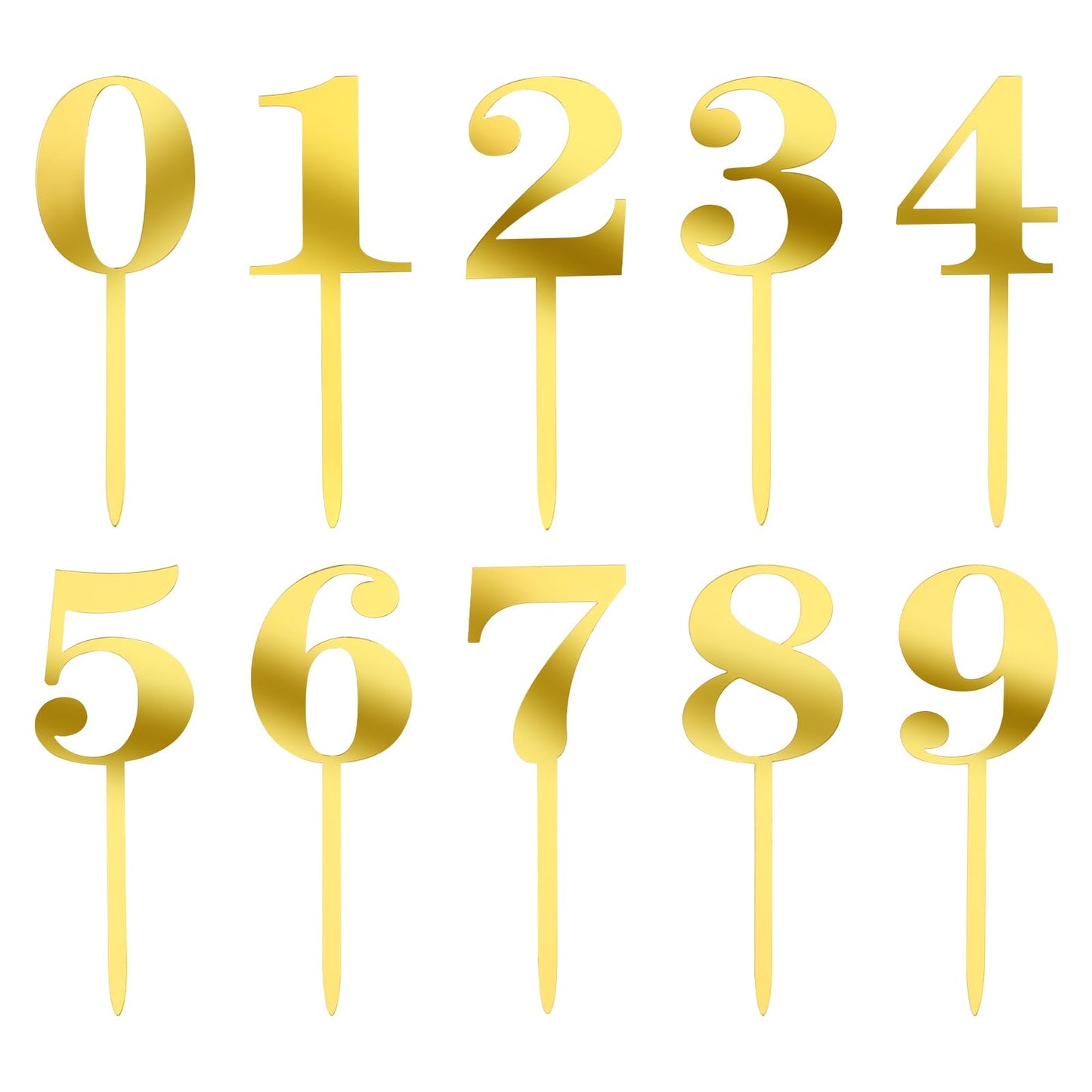 Giantree 0-9 Number For Cake Topper, 10 PCS Numbers Happy Birthday Cake Topper, Shiny Gold Acrylic Number Cake Toppers, for Birthday Party Wedding Anniversary (10)