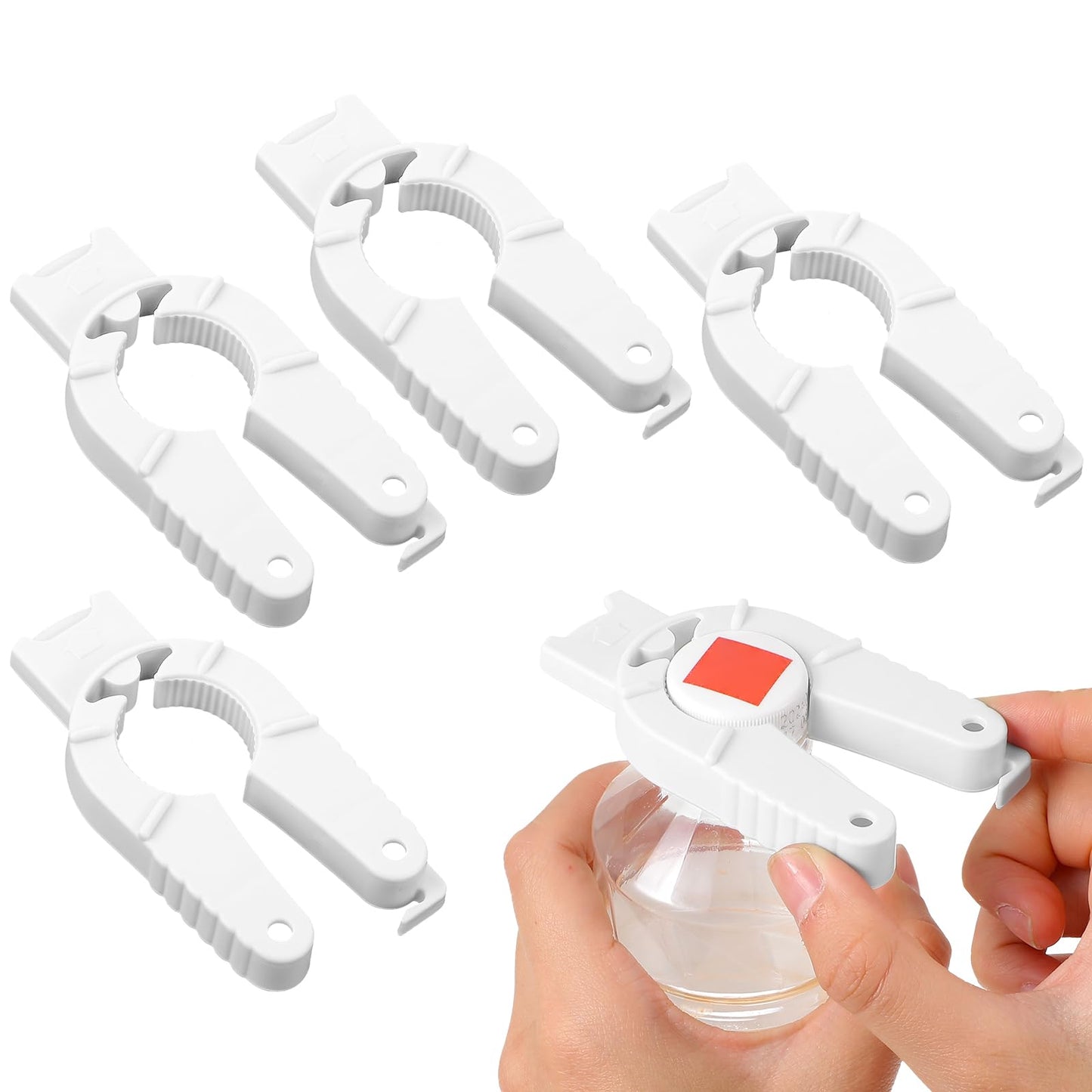 Yuanchu 4 Pcs Plastic Bottle Cap Openers, 3 in 1 Water Bottle Opener Multi-Purpose Soda Can Opener Pull Tab Opener for Arthritic Hands Seniors