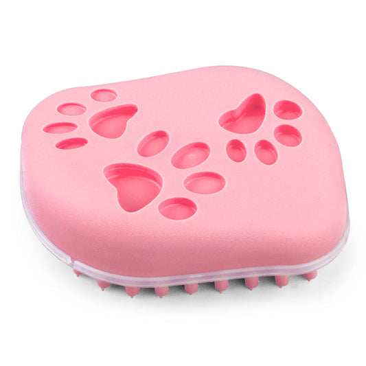 Molain Cat Dog Bath Brush, Pet Grooming Brush Comb Silicone Rubber Massage Brush Hair Fur Grooming Cleaning Brush for Puppy Dog Cat (pink)