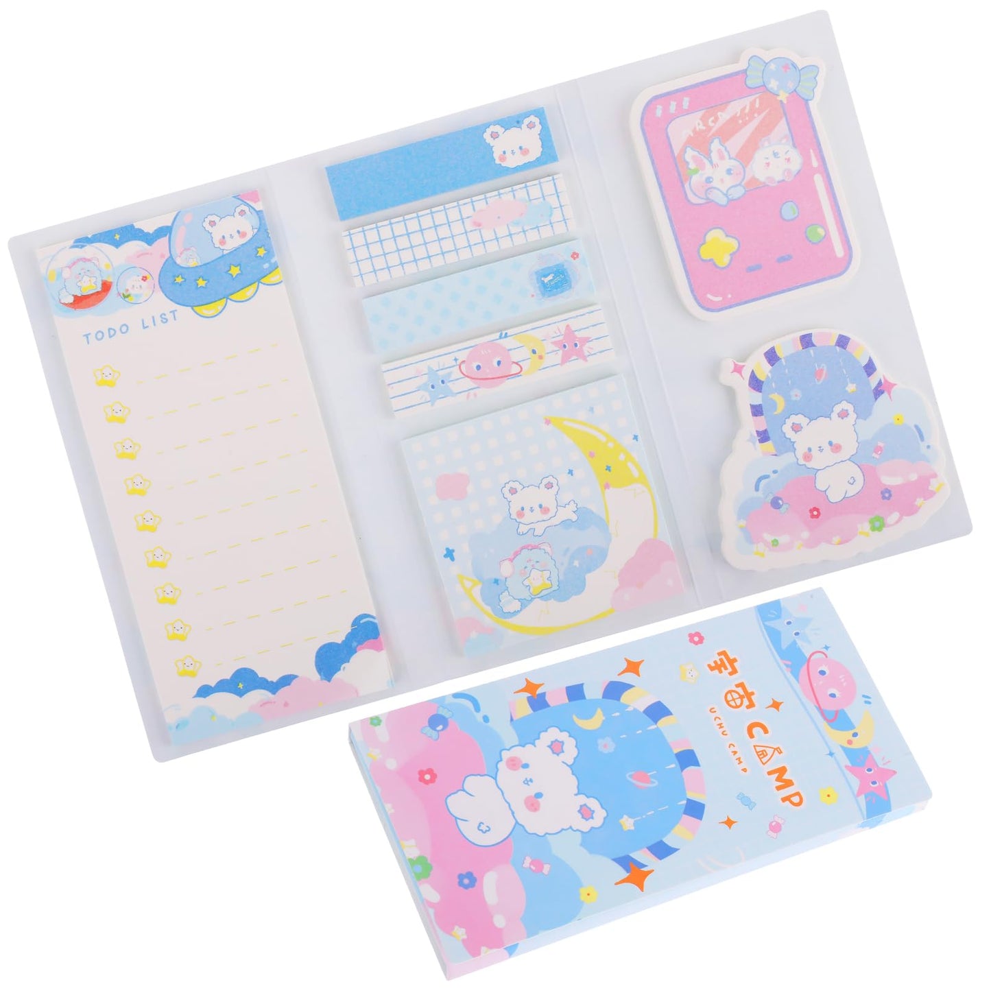 cobee Cute Self Stick Note Set, 240 Sheets Cartoon Sticky Notes Memo Pads Bookmark Index Page Marker to do List for Teacher Students Office School Home Supplies(D)