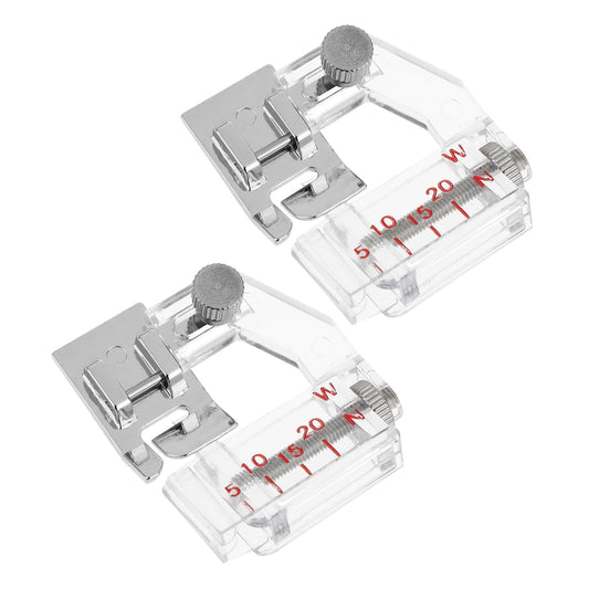 Amaxiu 2PCS Adjustable Bias Tape Binding Foot, Sewing Machines Presser Foot Bias Tape Presser Foot for All Low Shank Snap-On Sewing Machine Industrial and Household