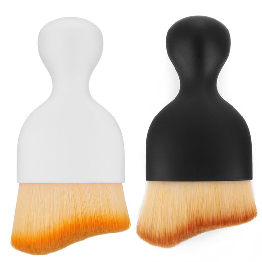 Amaxiu No Scratch Auto Interior Dust Brush, 2PCS Car Interior Cleaning Soft Brush Car Detailing Brush Car Cleaning Brushes Duster Soft Bristles Detailing Brush Dusting Tool(Black, White)
