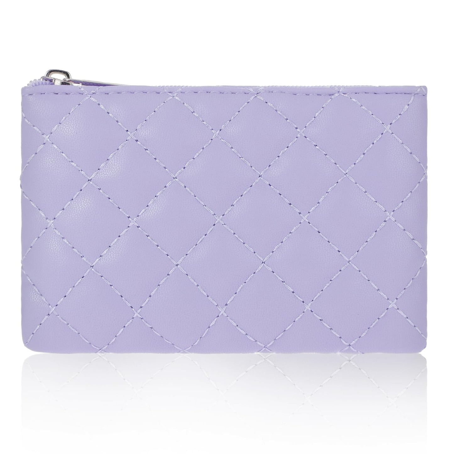 GEEHUA Women Coin Purse, Rhombus Embroidery PU Leather Coin Wallet Zipped Portable Wallet Ladies Coin Purse Mini Coin Bag(Purple)
