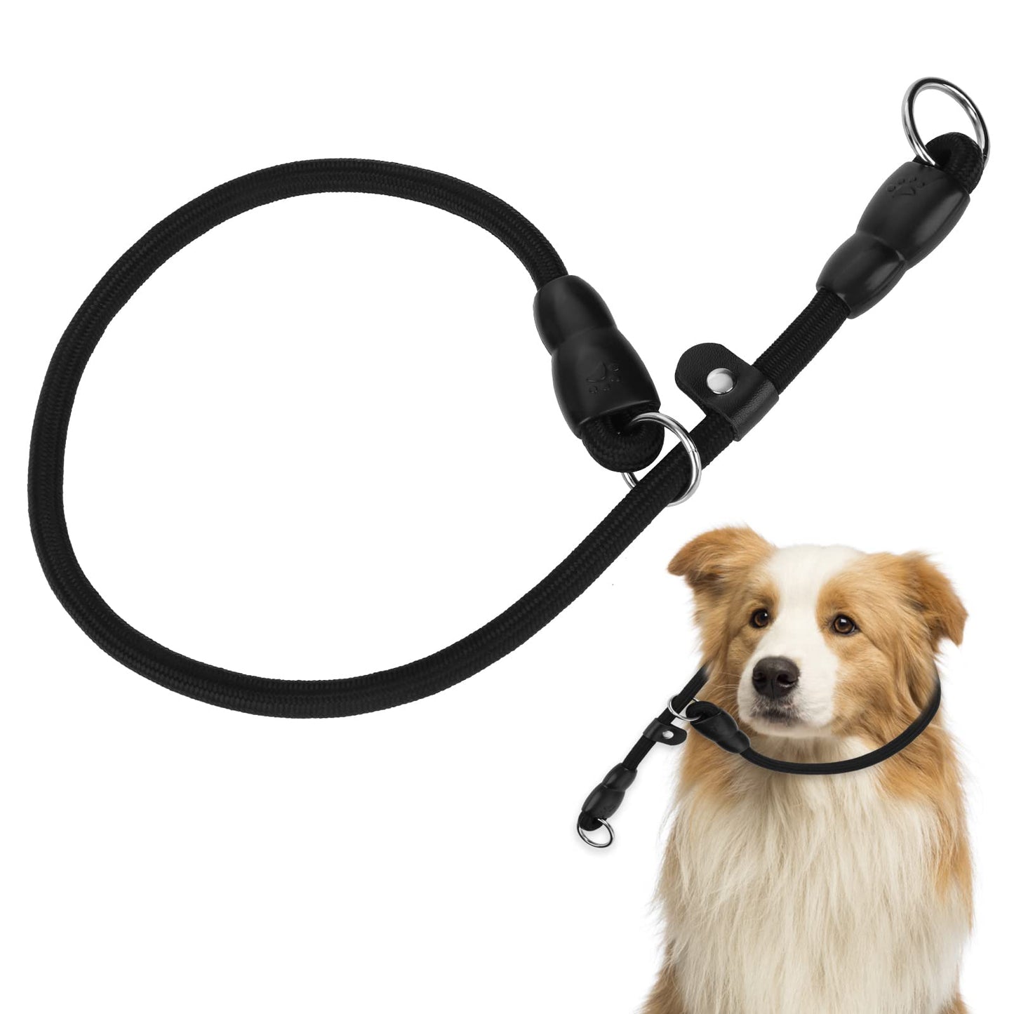TIESOME Slip Collar Dog Training Choke Collar, Round Nylon Rope Collar No Pull P-Collar for Small Medium Large Dogs (Black S)