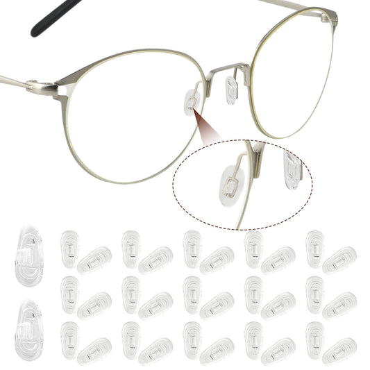 Bewudy 25 Pairs Push-in Eyeglass Nose Pads for Glasses, G14 Soft Silicone Eyeglasses Replacement Nose Piece, Anti-Slip Snap-in Nose Protector Guards for Eyeglasses Reading Accessories
