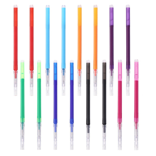Cobee 16 PCS Erasable Pen Refills, 0.7 mm Medium Point Gel Ink Pen Refills 8 Colors Erasable Pens Refill Compatible with Retractable Rollerball Pens for School Office Home(Multicolor)