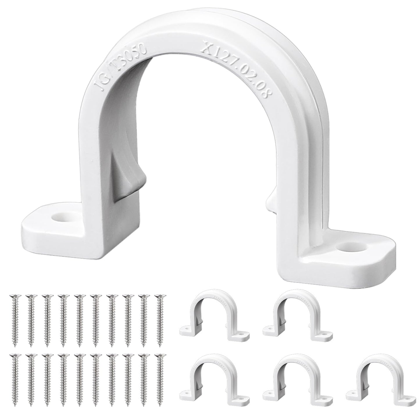 JIEYAO 10 Sets PVC Pipe Clamps, 1'' Plastic Pipe Straps, 2 Holes Pipe Mounting Brackets U-Shape Conduit Clamp Heavy Duty Conduit Strap Clip for PVC Pipes Conduit Cables Hose(1-inch)