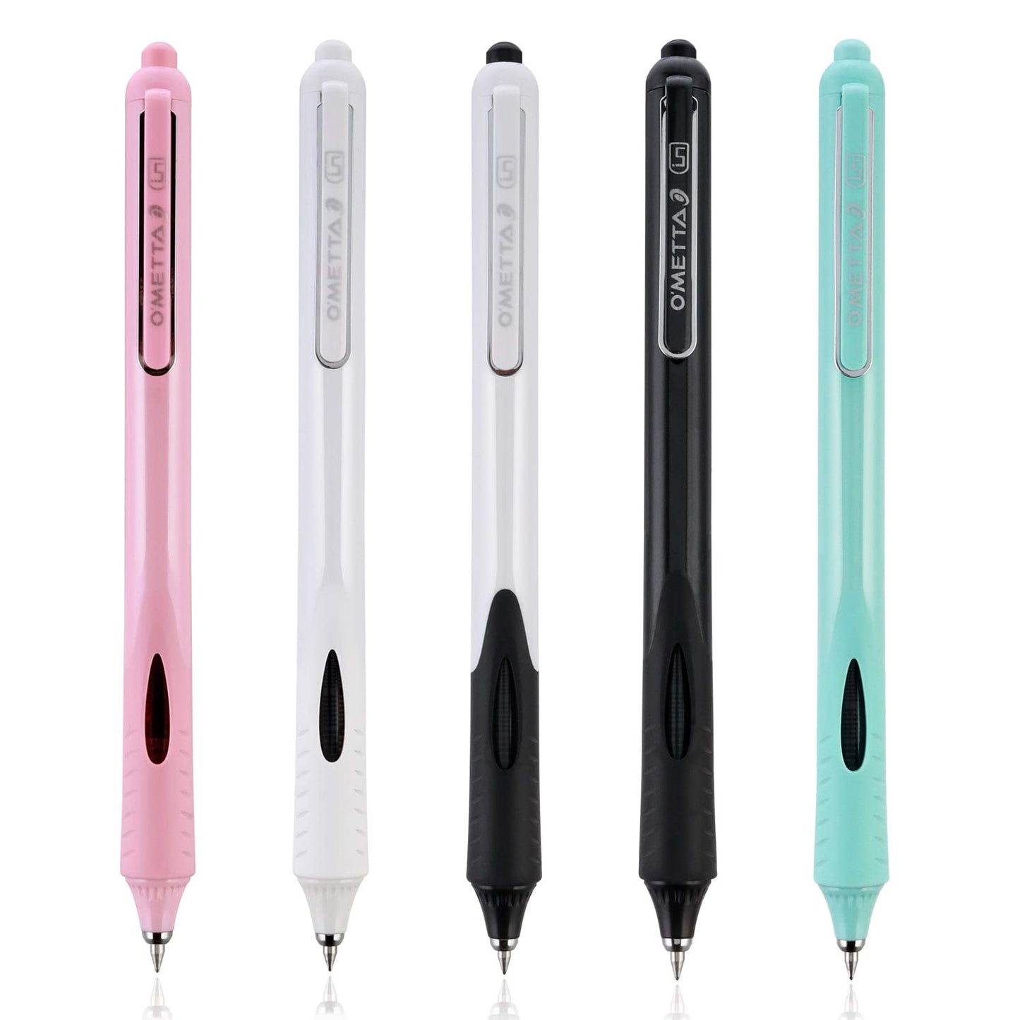 TIESOME Retractable Gel Pens, 5 Pack 0.5mm Black Ink Pens Gel Ink Pens Fine Point Ball Point Pens Super Soft Grip Smooth Writing Fast Dry Cute for Home School Office Supplies