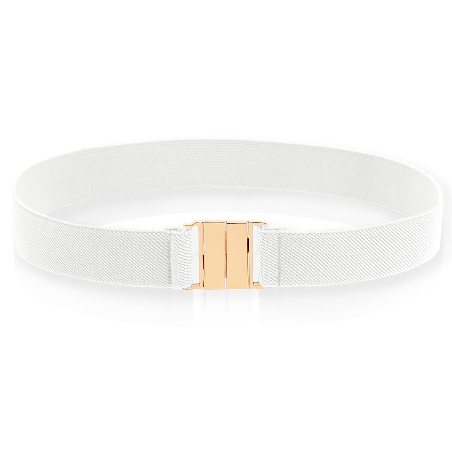 Molain Women Invisible Belts, Women Stretch Belt Elastic Belt with Flat Buckle Summer Breathable No Show Waist Belts for Jeans Pants Dresses (White)