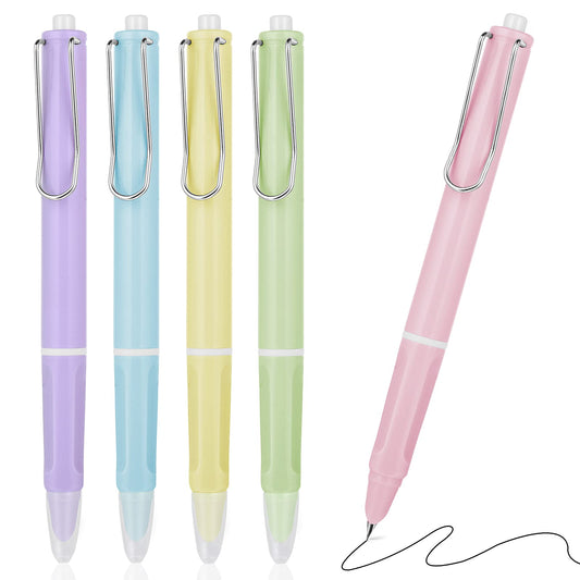 cobee Aesthetics Retractable Fountain Pen, 5pcs 0.38mm Pastel Refillable Ink Writing Pens Extra Fine Point Pen Smooth Writing for Journaling Calligraphy Gift Supplies