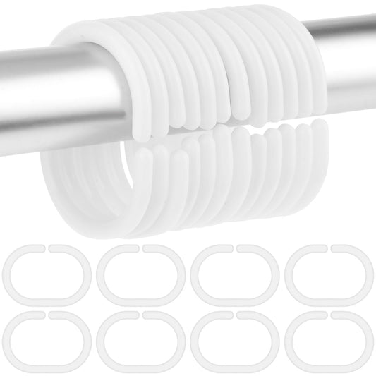 Amaxiu Amaxiu 24Pcs Shower Curtain Rings, C-shaped Shower Ring Hooks Plastic Bath Hooks Rings Drape Loop Clip Curtain Hooks for Bathrooms Bedrooms Dressing Room