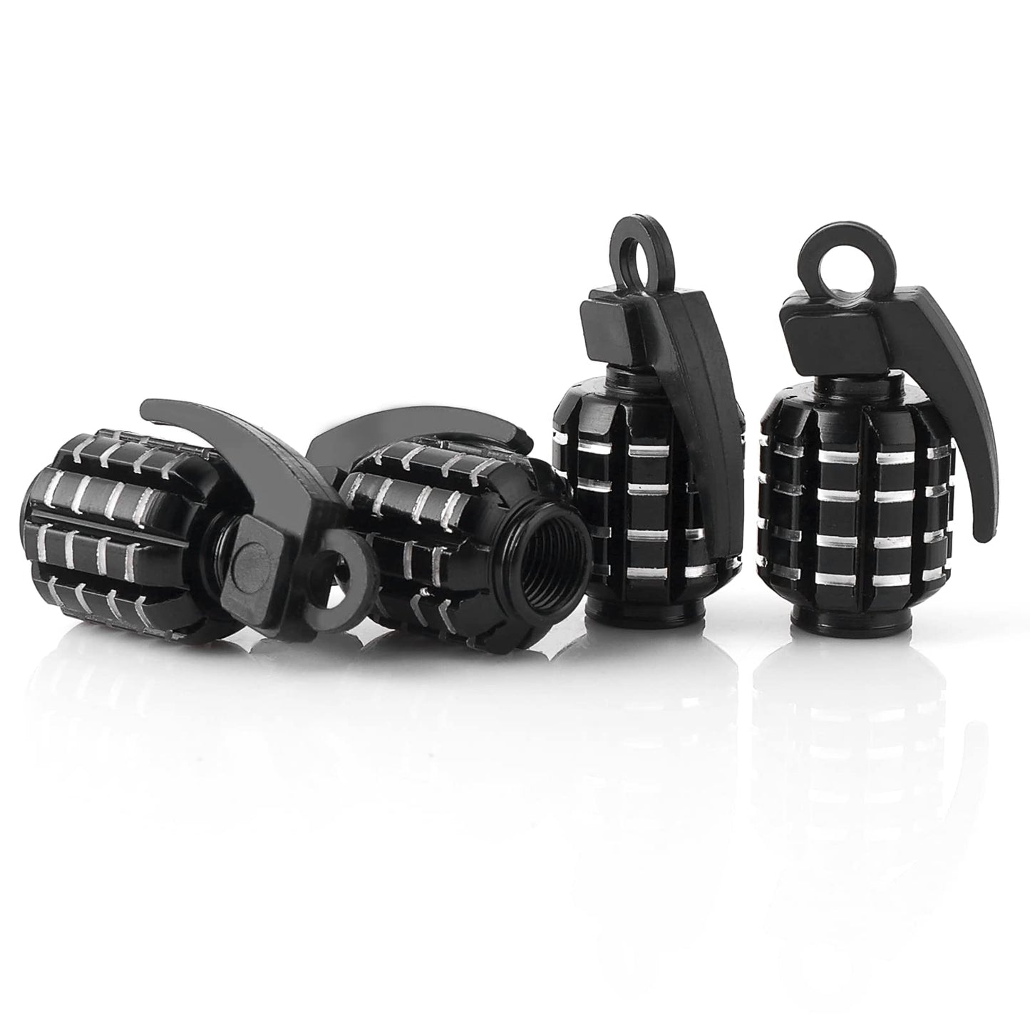 cobee 4pcs Universal Aluminum Tire Air Valve Cover, Heavy-Duty Wheel Tyre Valve Caps, Dust Proof Car Tire Caps, Leak-Proof Air Protection Tire Valve Stem Caps for Cars, Trucks, SUVs, Bikes