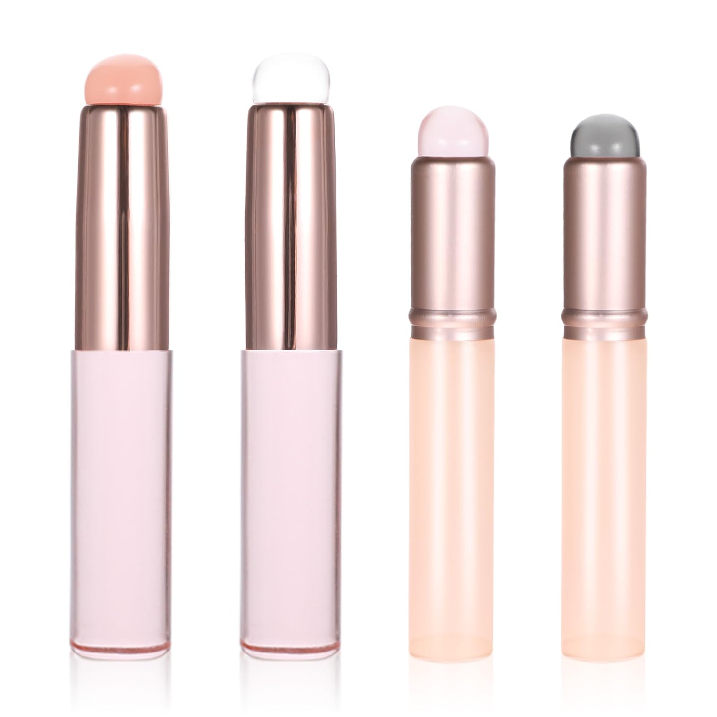 Yuanchu Pack of 4 Silicone Lip Brushes, Silicone Lip Makeup Brush with Cap Elastic Lip Applicator Multifunctional Applicator Brush Women's Makeup Tools for Lip Gloss Lip Balm Lip Mask