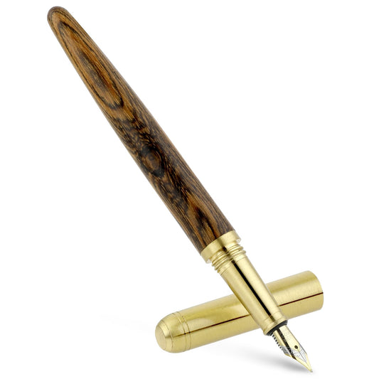 Andibro Handcrafted Wooden Fountain Pen, 0.5-0.6mm Natural Wood Fountain Pen Fine Point Pen Vintage Luxury Pen Smooth Writing Business Pen With Ink Refill Converter for Journaling Calligraphy(B)