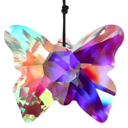 AOZUO Suncatchers for Windows Hanging, Butterfly Crystal Suncatcher AB Prism Rainbow Glass Sun Catcher Hanging Ornament for Garden Living Room Indoor Windows Outdoor Fence Wall Art Decor