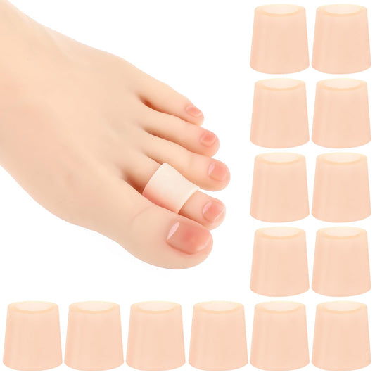 Amaxiu 14 Pcs Silicone Pinky Toe Protectors, Soft Small Toe Caps Sleeves Prevent Pain Toe Covers Feet Cushion Guards for Corns Toenails Blisters (Pink)