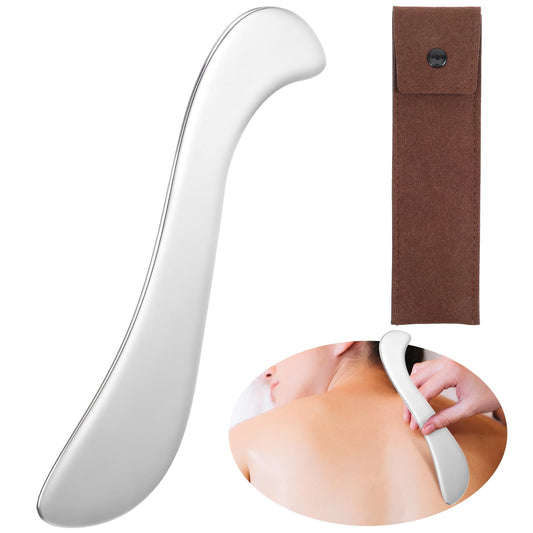 AOZUO Gua Sha Stainless Steel, Guasha with Storage Bag, Fascia Scraper, Massage Tool, Fascia Tool for Neck, Spa, Relaxing Massage, Relaxation, Body Muscles, Back Arm, Legs
