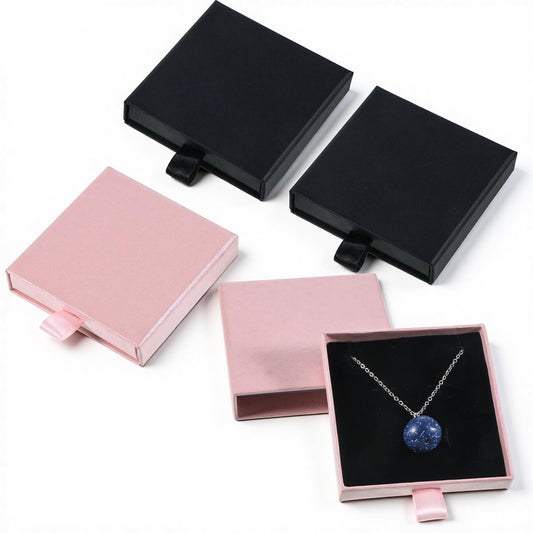 LXUEJIE 4 Pack Square Jewelry Gift Boxes, Pink & Black Cardboard Small Jewelry Box Pendent Storage Case for Bracelets Necklaces Earrings Ring Jewelry Gift