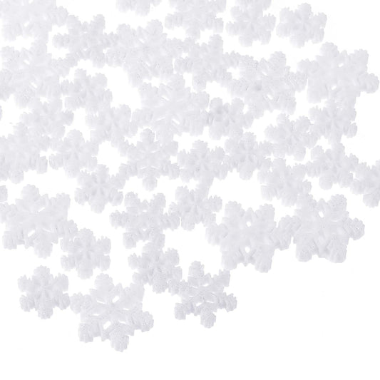 Giantree 50 Pcs Mini Snowflake Ornament for Christmas, Glitter Resin Snowflakes Christmas Embellishment Snowflake Decorations for Christmas Tree Winter Party DIY Craft Home 3 Sizes(White)