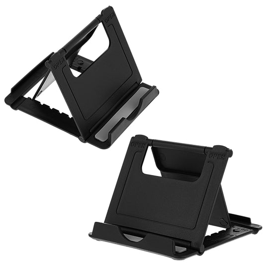 Amaxiu 2Pcs Foldable Phone Stand, Mini Tablet Phone Stand Multi-Angle Cell Phone Holder Portable Phone Cradle Mobile Phone Docks for Desk Home Watch Movie Video(Black)